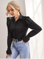 Ruffle Trim Gigot Sleeve Blouse