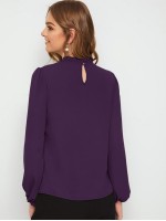 Frill Neck Blouson Sleeve Top