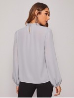 Frilled Neck Bishop Sleeve Blouse