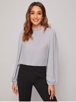 Frilled Neck Bishop Sleeve Blouse