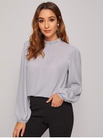 Frilled Neck Bishop Sleeve Blouse