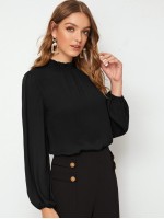 Frilled Neck Bishop Sleeve Blouse