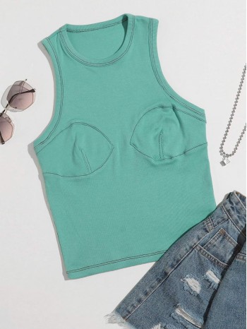 Rib-knit Solid Tank Top