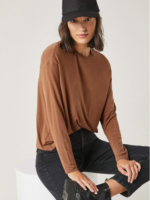 Drop Shoulder Round Neck Solid Tee