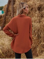 Dual Pocket Curved Hem Utility Blouse