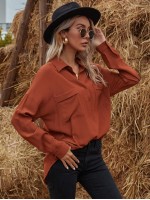 Dual Pocket Curved Hem Utility Blouse