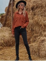 Dual Pocket Curved Hem Utility Blouse