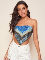 Scarf Print Tie Back Bandana Top