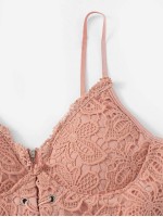 Floral Crochet Lace-Up Bustier Cami Top