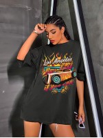 Car & Letter Graphic Oversized Tee