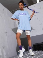 Chinese Slogan Graphic Drop Shoulder Oversized Tee