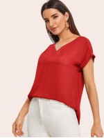 Solid High Low Hem Top