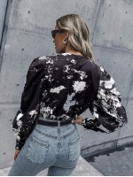 Tie Dye Leg-of-mutton Sleeve Blouse