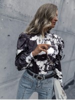 Tie Dye Leg-of-mutton Sleeve Blouse