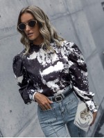 Tie Dye Leg-of-mutton Sleeve Blouse