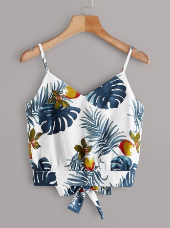 Tropical Print Tie Back Cami Top