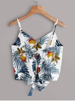 Tropical Print Tie Back Cami Top