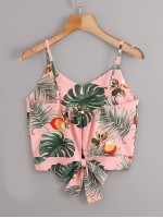 Tropical Print Tie Back Cami Top