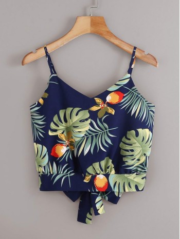 Tropical Print Tie Back Cami Top