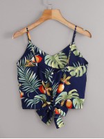 Tropical Print Tie Back Cami Top