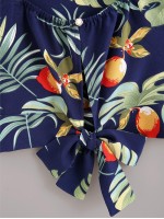 Tropical Print Tie Back Cami Top