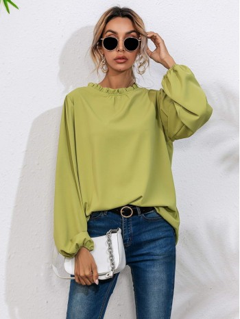 Frill Neck Bishop Sleeve Blouse