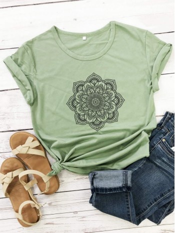 Mandala Print Short Sleeve Tee