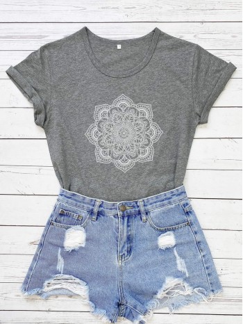 Mandala Print Short Sleeve Tee