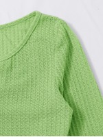 Button Front Lettuce Edge Waffle Knit Tee