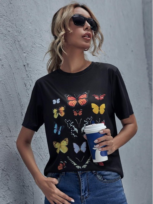 Butterfly Graphic Longline Tee