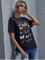 Butterfly Graphic Longline Tee