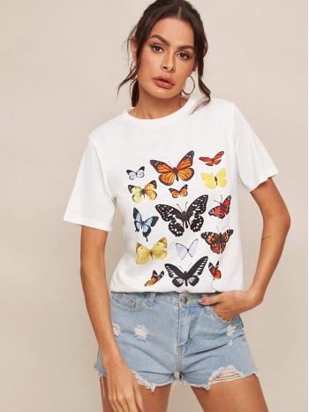 Butterfly Graphic Longline Tee