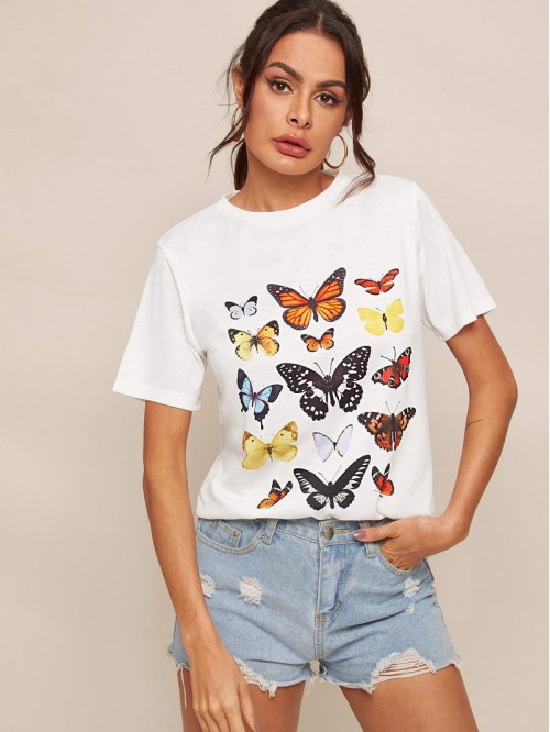 Butterfly Graphic Longline Tee