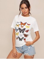 Butterfly Graphic Longline Tee