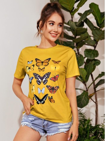 Butterfly Graphic Longline Tee