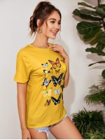 Butterfly Graphic Longline Tee