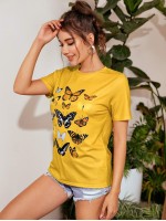 Butterfly Graphic Longline Tee