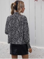 All Over Print Shirred Cuff Blouse