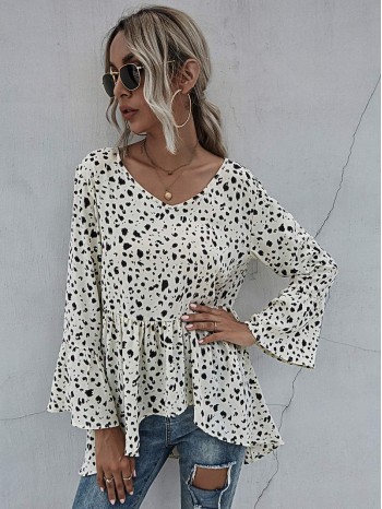 All Over Print Peplum Blouse