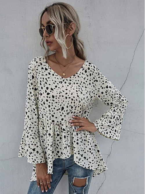 All Over Print Peplum Blouse