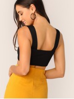 Thick Strap Rib-knit Crop Top