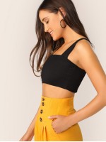 Thick Strap Rib-knit Crop Top