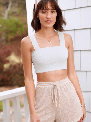 Rib Knit Crop Fitted Top