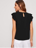 V-cut Neck Butterfly Sleeve Top