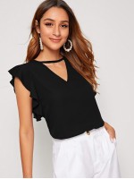 V-cut Neck Butterfly Sleeve Top