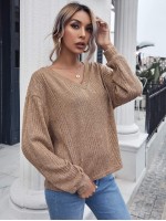 V-Neck Rib-knit Top