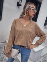 V-Neck Rib-knit Top