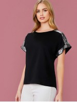 Contrast Sequin Detail Top