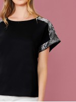 Contrast Sequin Detail Top