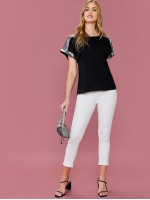 Contrast Sequin Detail Top